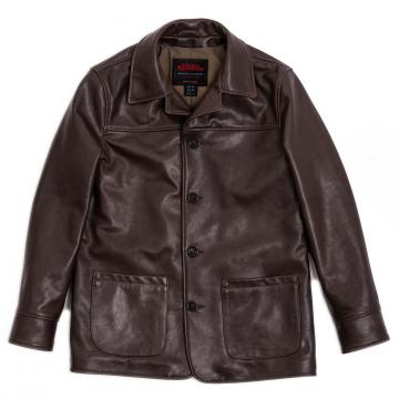 brown leather coat