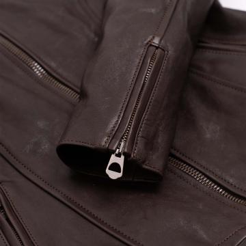 Leather Cafe Racer Jacket Womens Brown