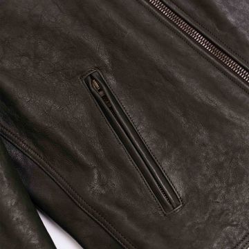 Retro Cafe Racer Leather Jacket side pocket