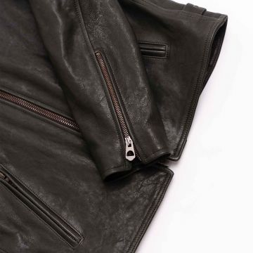 Retro Cafe Racer Leather Jacket cuff