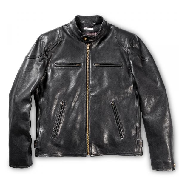 Black Cafe Racer Leather Jacket