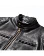 Black Cafe Racer Leather Jacket collar