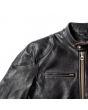 Black Cafe Racer Leather Jacket shoulder