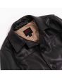 Heritage Black Leather Car Coat collar