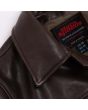 Heritage Brown Leather Car Coat collar zoom
