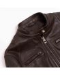 Leather Cafe Racer Jacket Womens Brown collar