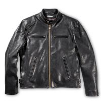 Black Cafe Racer Leather Jacket