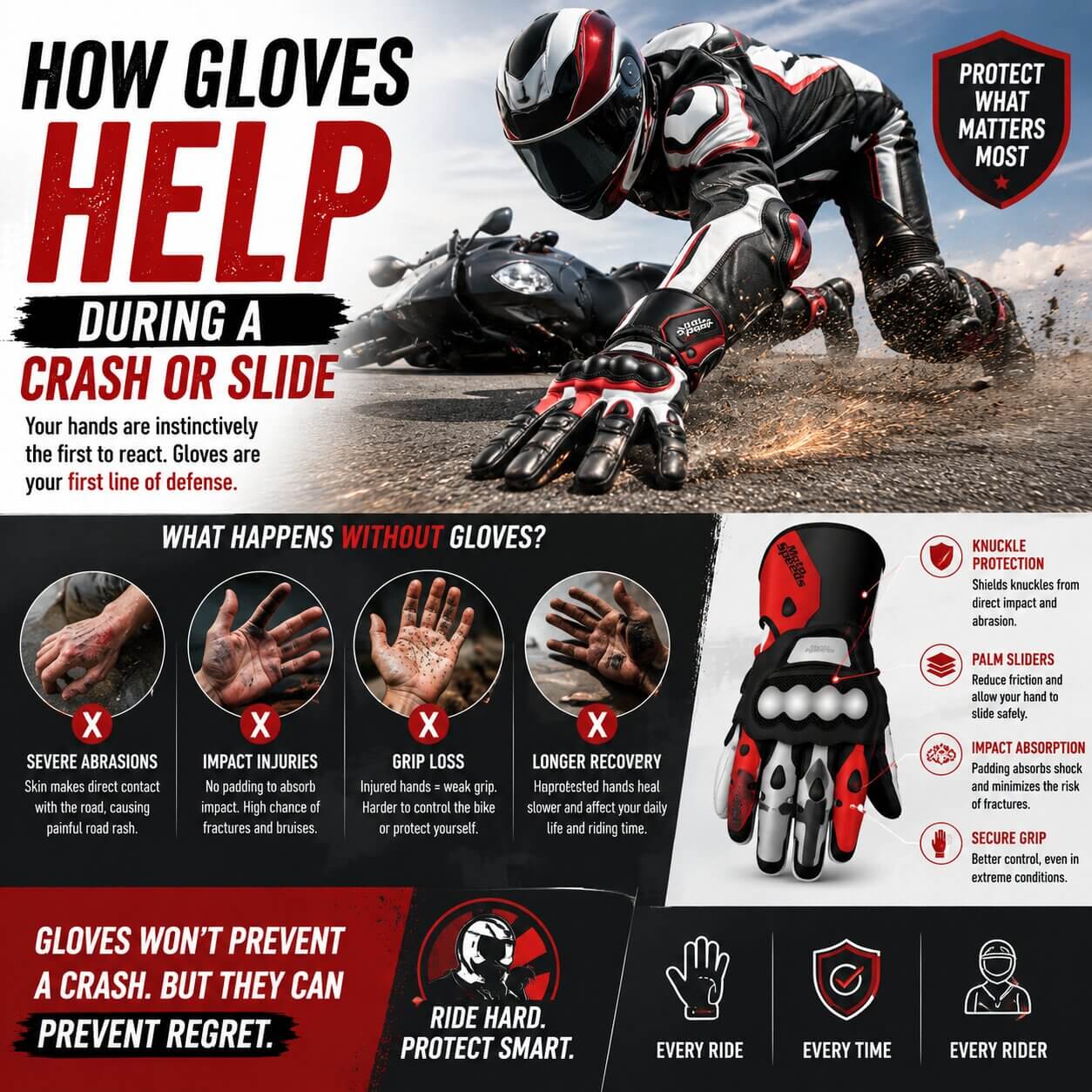 Gloves Help During a Crash or Slide